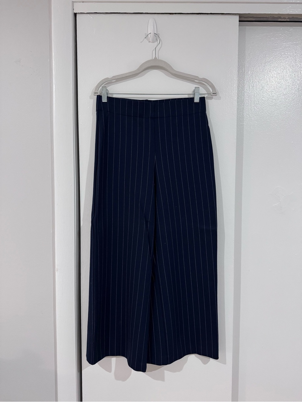 Jones New York Navy Pinstripe Wide-Leg Trousers